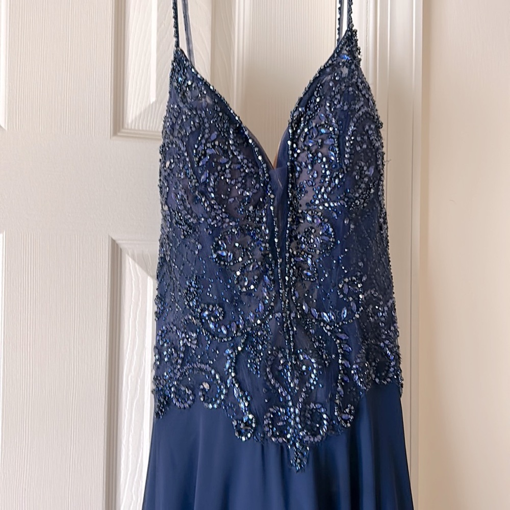 Ellie Wilde Mon Cheri Beaded Top Evening dress Navy Blue Size 10 - Picture 8 of 11